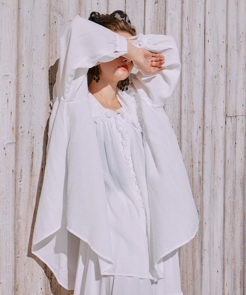 manana suerte（マニャーナスエルテ）の「レースカラーギャザーブラウス（シャツ/ブラウス・レディース・ブラック/ホワイト・FREE）」の8枚目の写真