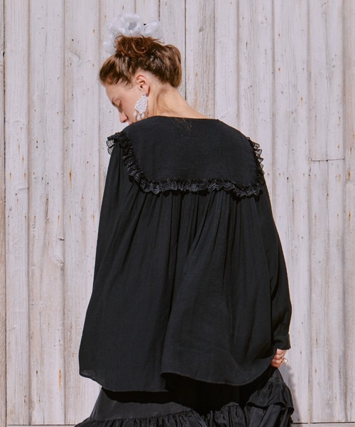 manana suerte（マニャーナスエルテ）の「レースカラーギャザーブラウス（シャツ/ブラウス・レディース・ブラック/ホワイト・FREE）」の20枚目の写真