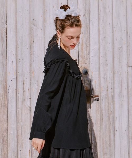 manana suerte（マニャーナスエルテ）の「レースカラーギャザーブラウス（シャツ/ブラウス・レディース・ブラック/ホワイト・FREE）」の22枚目の写真