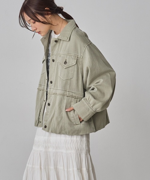 hunch（ハンチ）の「デニム/ツイル ジャケット（デニムジャケット・レディース・インディゴブルー/ライトインディゴブルー/ライトオリーブ・FREE）」の5枚目の写真