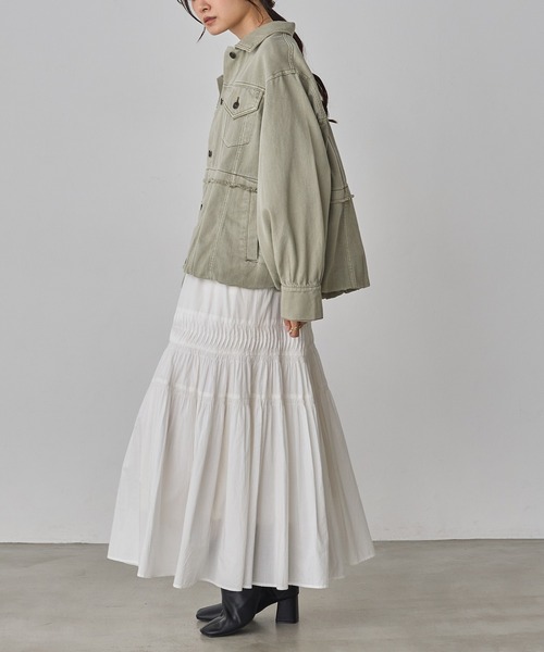 hunch（ハンチ）の「デニム/ツイル ジャケット（デニムジャケット・レディース・インディゴブルー/ライトインディゴブルー/ライトオリーブ・FREE）」の8枚目の写真