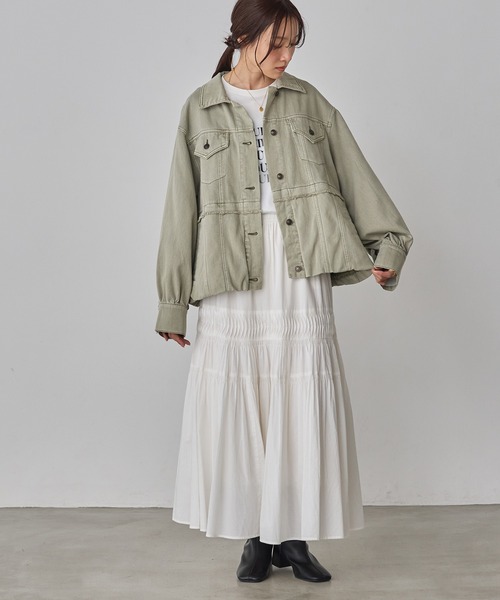 hunch（ハンチ）の「デニム/ツイル ジャケット（デニムジャケット・レディース・インディゴブルー/ライトインディゴブルー/ライトオリーブ・FREE）」の9枚目の写真