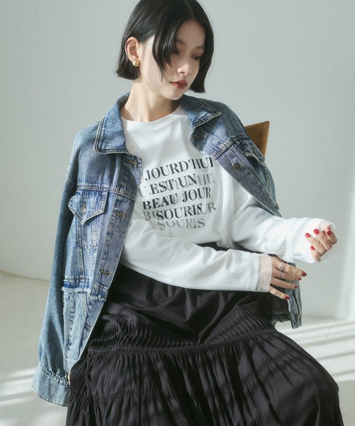 hunch（ハンチ）の「デニム/ツイル ジャケット（デニムジャケット・レディース・インディゴブルー/ライトインディゴブルー/ライトオリーブ・FREE）」の10枚目の写真