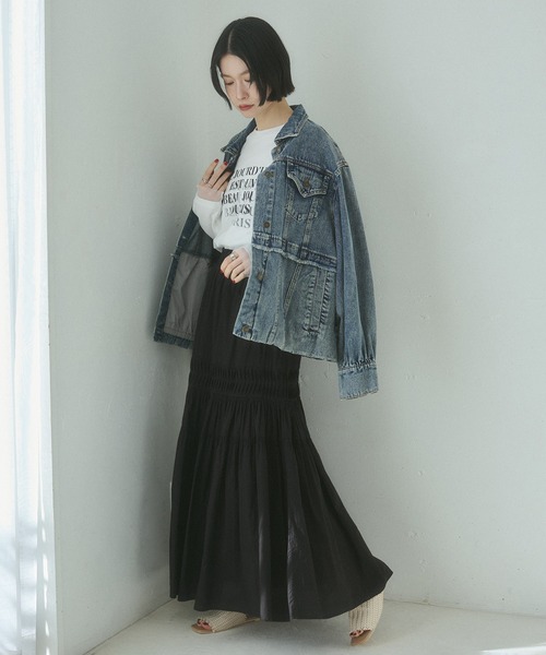 hunch（ハンチ）の「デニム/ツイル ジャケット（デニムジャケット・レディース・インディゴブルー/ライトインディゴブルー/ライトオリーブ・FREE）」の12枚目の写真