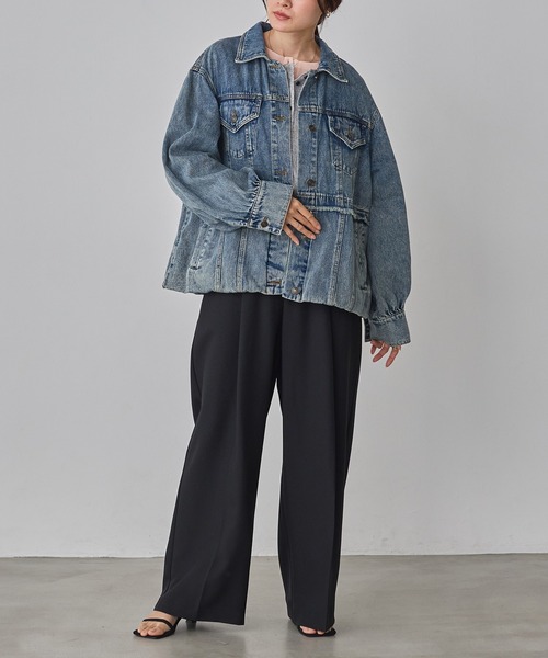 hunch（ハンチ）の「デニム/ツイル ジャケット（デニムジャケット・レディース・インディゴブルー/ライトインディゴブルー/ライトオリーブ・FREE）」の15枚目の写真