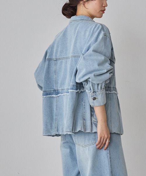 hunch（ハンチ）の「デニム/ツイル ジャケット（デニムジャケット・レディース・インディゴブルー/ライトインディゴブルー/ライトオリーブ・FREE）」の21枚目の写真