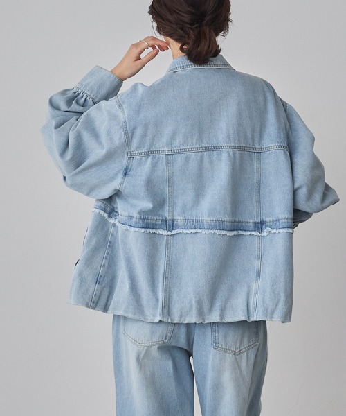 hunch（ハンチ）の「デニム/ツイル ジャケット（デニムジャケット・レディース・インディゴブルー/ライトインディゴブルー/ライトオリーブ・FREE）」の22枚目の写真