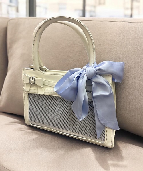 VIBGYOR（ヴィブジョー）の「oshipic/推し活 サテン風 リボン 推しカラー アレンジ ミニスカーフ S0039（バンダナ/スカーフ・レディース・ラベンダー/パープル/ピンク/ホワイト/ベージュ/ネイビー/ブルー系その他/グリーン/ブルー/ダークグリーン/ブラック/グリーン系その他/イエロー/レッド/アイボリー・FREE）」の10枚目の写真