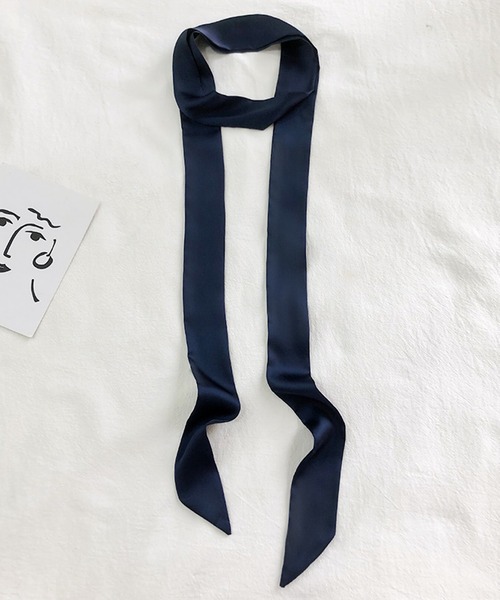 VIBGYOR（ヴィブジョー）の「oshipic/推し活 サテン風 リボン 推しカラー アレンジ ミニスカーフ S0039（バンダナ/スカーフ・レディース・ラベンダー/パープル/ピンク/ホワイト/ベージュ/ネイビー/ブルー系その他/グリーン/ブルー/ダークグリーン/ブラック/グリーン系その他/イエロー/レッド/アイボリー・FREE）」の8枚目の写真