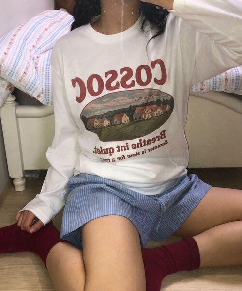 COSO(コソ)の「CCサンデーモーニング 長袖ロングスリーブ_3カラー(Tシャツ/カットソー・レディース・ブラック/グレー/ホワイト・1/2)」の11枚目の写真