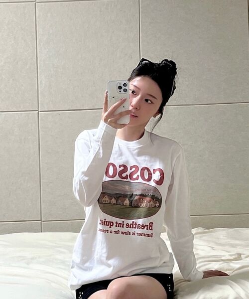 COSO(コソ)の「CCサンデーモーニング 長袖ロングスリーブ_3カラー(Tシャツ/カットソー・レディース・ブラック/グレー/ホワイト・1/2)」の6枚目の写真