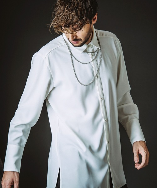 NO ID.（ノーアイディ）の「【NO ID.】Long Shirt / ロング シャツ（シャツ/ブラウス・メンズ・ブラック/グレー/ホワイト・ONE SIZE）」の4枚目の写真