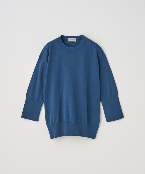 ターンバック５分袖コットンニットプルオーバー