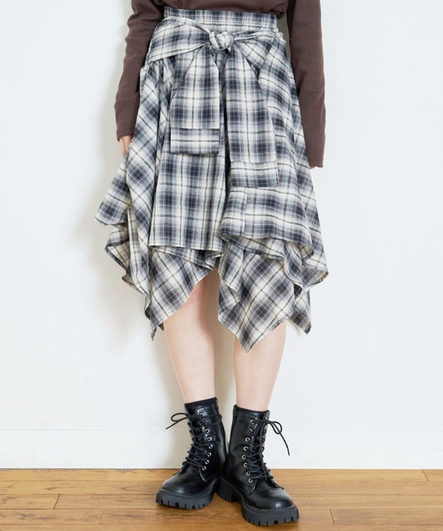 LOVETOXIC(ラブトキシック)の「【LTXC】腰巻き風チェックミディスカート(スカート・キッズ・ブラック・L:160cm/M:150cm/S:140cm/130cm)」の3枚目の写真