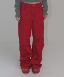 WASHING COTTON CARGO PANTS [RED]
