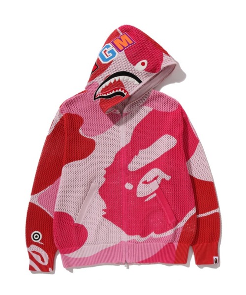 A BATHING APE（アベイシングエイプ）の「ABC CAMO CROCHET SHARK RELAXED FIT FULL ZIP HOODIE（パーカー・メンズ・ブルー/グリーン/ピンク・XX-LARGE/X-LARGE/MEDIUM/SMALL/LARGE）」の3枚目の写真