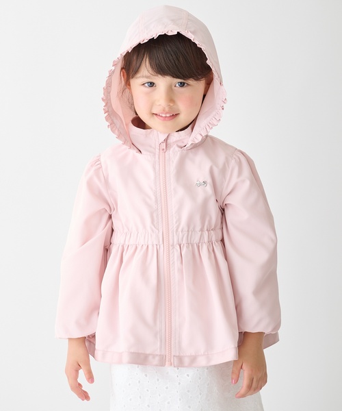 petit main（プティマイン）の「【撥水加工】ペプラムウィンブレ（ナイロンジャケット・キッズ・オフホワイト/ライトブルー/ライトピンク/カラフル・100cm/90cm/80ｃｍ/110cm/130cm/120cm）」の3枚目の写真