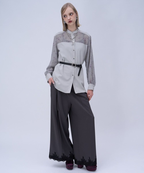 HARE（ハレ）の「フラワーガラキリカエシャツ(HARE)（シャツ/ブラウス・レディース・グレー/ブラック・FREE）」の4枚目の写真