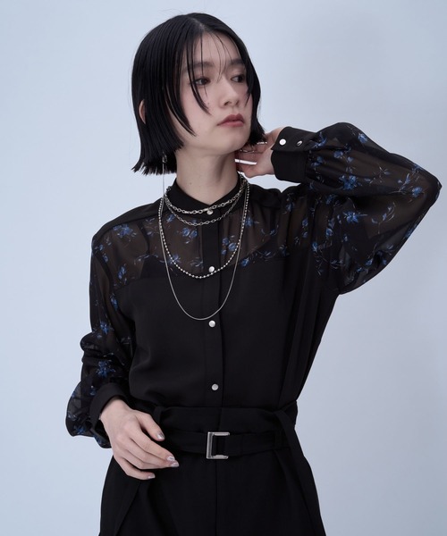 HARE（ハレ）の「フラワーガラキリカエシャツ(HARE)（シャツ/ブラウス・レディース・グレー/ブラック・FREE）」の8枚目の写真