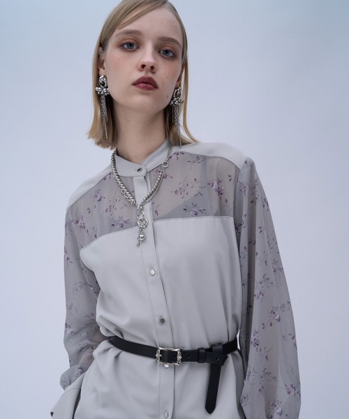 HARE（ハレ）の「フラワーガラキリカエシャツ(HARE)（シャツ/ブラウス・レディース・グレー/ブラック・FREE）」の12枚目の写真