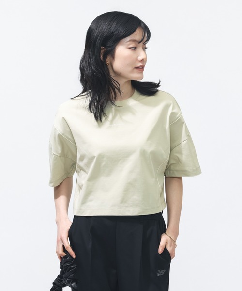NEW BALANCE（ニューバランス）の「【別注】ニューバランス New Balance ボックスシルエットTシャツ 限定コラボ（Tシャツ/カットソー・レディース・ベビーピンク/ブラウン/ネイビー・L/S/M/XL）」の4枚目の写真