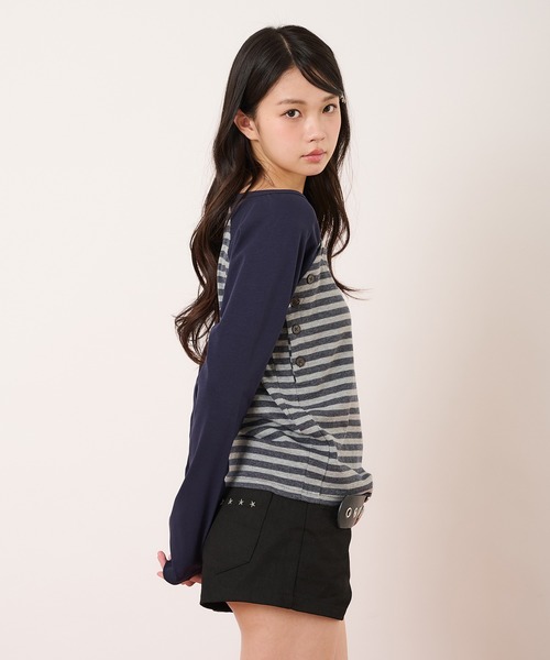 hazyl（ヘイジル）の「raglan design long-sleeved T-shirt/ラグランデザインロングスリーブTシャツ（Tシャツ/カットソー・レディース・ネイビー/チャコールグレー・フリー）」の7枚目の写真