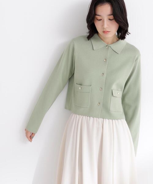 NATURAL BEAUTY BASIC（ナチュラルビューティーベーシック）の「【sweet掲載】◇【ちょうど、いい服】“きちんと見え上手”な襟付きニット（カーディガン/ボレロ・レディース・ライトグリーン/ネイビー/グレー系その他/ラベンダー/オフホワイト・FREE）」の4枚目の写真