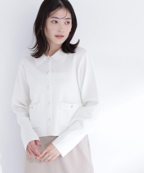 NATURAL BEAUTY BASIC（ナチュラルビューティーベーシック）の「【sweet掲載】◇【ちょうど、いい服】“きちんと見え上手”な襟付きニット（カーディガン/ボレロ・レディース・ライトグリーン/ネイビー/グレー系その他/ラベンダー/オフホワイト・FREE）」の12枚目の写真