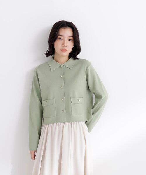 NATURAL BEAUTY BASIC（ナチュラルビューティーベーシック）の「【sweet掲載】◇【ちょうど、いい服】“きちんと見え上手”な襟付きニット（カーディガン/ボレロ・レディース・ライトグリーン/ネイビー/グレー系その他/ラベンダー/オフホワイト・FREE）」の10枚目の写真