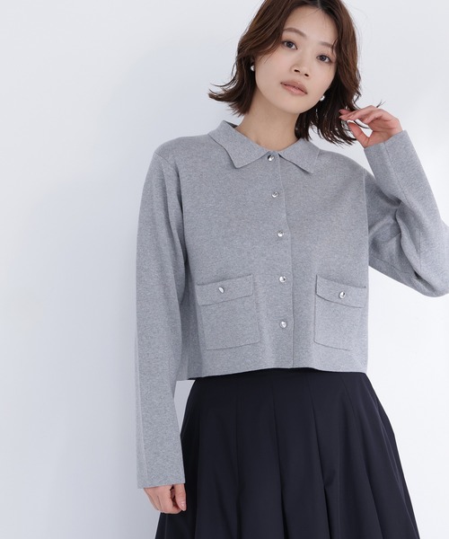 NATURAL BEAUTY BASIC（ナチュラルビューティーベーシック）の「【sweet4月号掲載】◇【ちょうど、いい服】“きちんと見え上手”な襟付きニット（カーディガン/ボレロ・レディース・ライトグリーン/ネイビー/グレー系その他/ラベンダー/オフホワイト・FREE）」の3枚目の写真