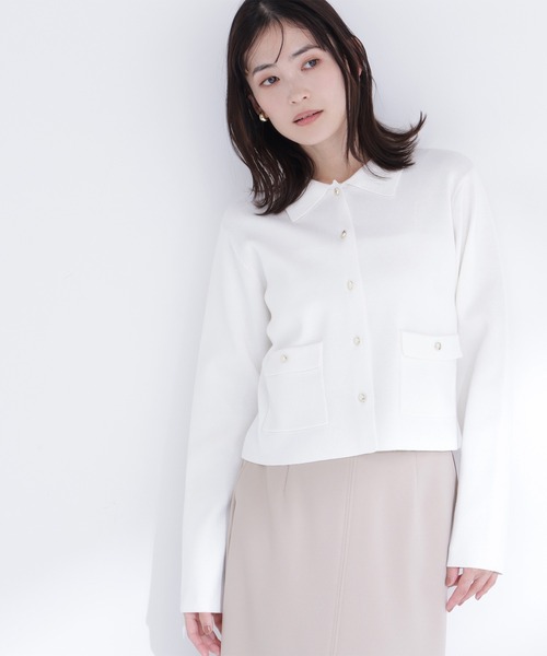 NATURAL BEAUTY BASIC（ナチュラルビューティーベーシック）の「【sweet4月号掲載】◇【ちょうど、いい服】“きちんと見え上手”な襟付きニット（カーディガン/ボレロ・レディース・ライトグリーン/ネイビー/グレー系その他/ラベンダー/オフホワイト・FREE）」の2枚目の写真