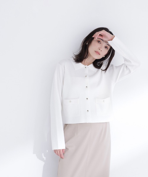 NATURAL BEAUTY BASIC（ナチュラルビューティーベーシック）の「【sweet4月号掲載】◇【ちょうど、いい服】“きちんと見え上手”な襟付きニット（カーディガン/ボレロ・レディース・ライトグリーン/ネイビー/グレー系その他/ラベンダー/オフホワイト・FREE）」の21枚目の写真