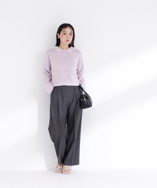 NATURAL BEAUTY BASIC（ナチュラルビューティーベーシック）の「【sweet4月号掲載】◇【ちょうど、いい服】“きちんと見え上手”な襟付きニット（カーディガン/ボレロ・レディース・ライトグリーン/ネイビー/グレー系その他/ラベンダー/オフホワイト・FREE）」の8枚目の写真