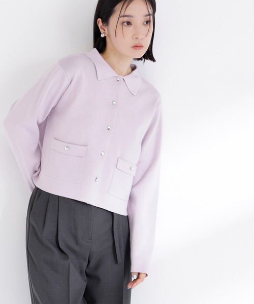 NATURAL BEAUTY BASIC（ナチュラルビューティーベーシック）の「【sweet4月号掲載】◇【ちょうど、いい服】“きちんと見え上手”な襟付きニット（カーディガン/ボレロ・レディース・ライトグリーン/ネイビー/グレー系その他/ラベンダー/オフホワイト・FREE）」の9枚目の写真