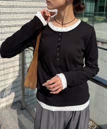 NOGLE | 【NOGLE/ノグル】ドットレイヤードヘンリーネックリブロンT(Tシャツ/カットソー)