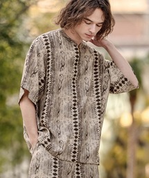 CAMBIO(�J���r�I)��mhs2575- African Batik Key Neck Shirts �L�[�l�b�N�V���c(CAM26SS-027)(�V���c/�u���E�X)