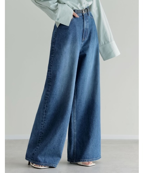 Re:EDIT（リエディ）の「[DENIM COLLECTION][低身長/高身長サイズ有]コットンブレンドルーズフィットバギーデニムパンツ（デニムパンツ・レディース・ブルー/ブラック/ライトブルー/ネイビー・SHORT/MEDIUM/TALL/LARGE）」の8枚目の写真
