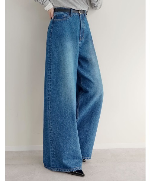 Re:EDIT（リエディ）の「[DENIM COLLECTION][低身長/高身長サイズ有]コットンブレンドルーズフィットバギーデニムパンツ（デニムパンツ・レディース・ブルー/ブラック/ライトブルー/ネイビー・SHORT/MEDIUM/TALL/LARGE）」の13枚目の写真