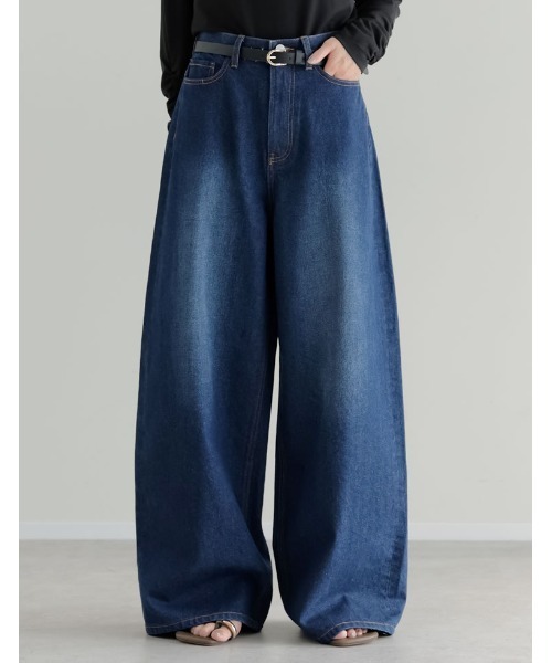 Re:EDIT（リエディ）の「[DENIM COLLECTION][低身長/高身長サイズ有]コットンブレンドルーズフィットバギーデニムパンツ（デニムパンツ・レディース・ブルー/ブラック/ライトブルー/ネイビー・SHORT/MEDIUM/TALL/LARGE）」の15枚目の写真