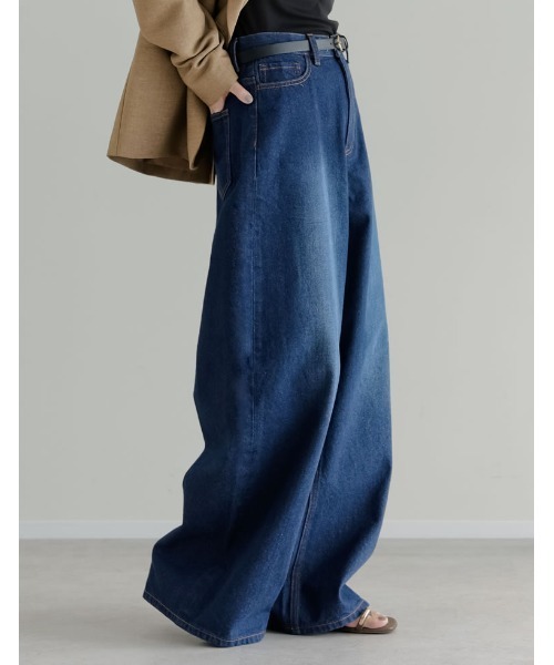 Re:EDIT（リエディ）の「[DENIM COLLECTION][低身長/高身長サイズ有]コットンブレンドルーズフィットバギーデニムパンツ（デニムパンツ・レディース・ブルー/ブラック/ライトブルー/ネイビー・SHORT/MEDIUM/TALL/LARGE）」の17枚目の写真