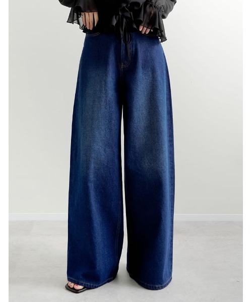 Re:EDIT（リエディ）の「[DENIM COLLECTION][低身長/高身長サイズ有]コットンブレンドルーズフィットバギーデニムパンツ（デニムパンツ・レディース・ブルー/ブラック/ライトブルー/ネイビー・SHORT/MEDIUM/TALL/LARGE）」の18枚目の写真