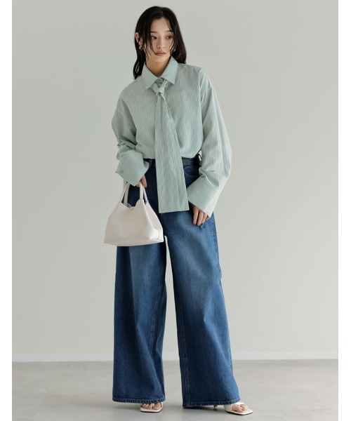 Re:EDIT（リエディ）の「[DENIM COLLECTION][低身長/高身長サイズ有]コットンブレンドルーズフィットバギーデニムパンツ（デニムパンツ・レディース・ブルー/ブラック/ライトブルー/ネイビー・SHORT/MEDIUM/TALL/LARGE）」の9枚目の写真