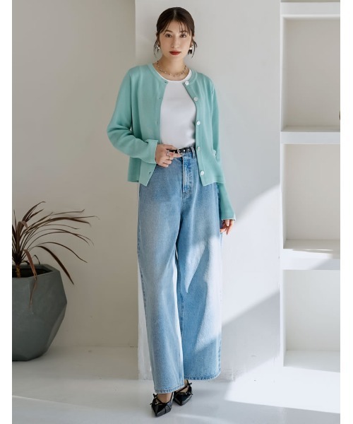 Re:EDIT（リエディ）の「[DENIM COLLECTION][低身長/高身長サイズ有]コットンブレンドルーズフィットバギーデニムパンツ（デニムパンツ・レディース・ブルー/ブラック/ライトブルー/ネイビー・SHORT/MEDIUM/TALL/LARGE）」の21枚目の写真