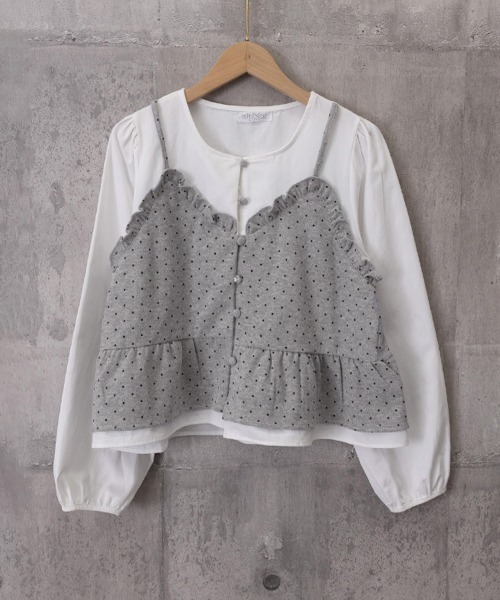 Miniministore(ミニミニストア)の「ドット柄ビスチェレイヤード風ブラウス長袖(シャツ/ブラウス・レディース・アイボリー/ブラック/ブラウン/グレー・FREE)」の21枚目の写真