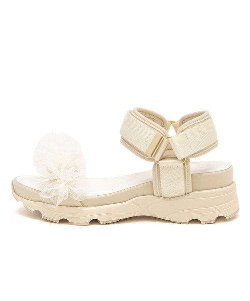 JELLY BEANS（ジェリービーンズ）の「チュールフリルストラップスポーツサンダル(211-63365)JELLY BEANS(ジェリービーンズ)（サンダル・レディース・ブラック/ピンクベージュ/アイボリー・M/S/L）」の7枚目の写真
