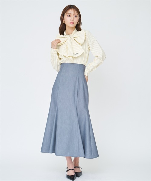 AND COUTURE（アンドクチュール）の「バタフライリボンストライプブラウス（シャツ/ブラウス・レディース・ホワイト系その他/グリーン系その他/ブルー系その他/イエロー系その他・FREE）」の11枚目の写真