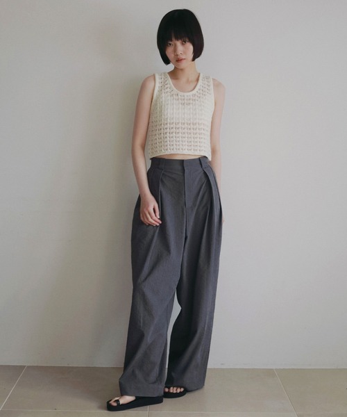 anuke（アンヌーク）の「Pattern Knit Tanktop（タンクトップ・レディース・アイボリー/グレー・FREE）」の3枚目の写真