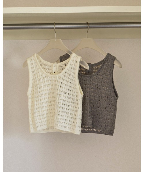 anuke（アンヌーク）の「Pattern Knit Tanktop（タンクトップ・レディース・アイボリー/グレー・FREE）」の9枚目の写真