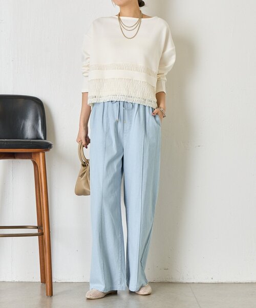 Jena espace merveilleux（ジェナ　エスパスメルヴェイユ）の「レース切替プルオーバー（Tシャツ/カットソー・レディース・グレー/オフホワイト/ブラック・FREE）」の4枚目の写真