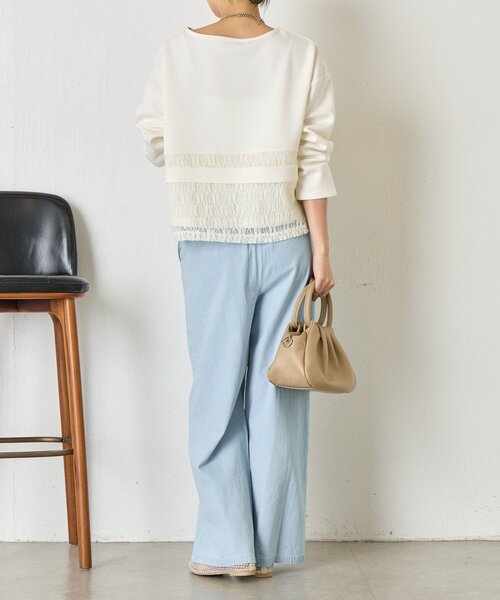 Jena espace merveilleux（ジェナ　エスパスメルヴェイユ）の「レース切替プルオーバー（Tシャツ/カットソー・レディース・グレー/オフホワイト/ブラック・FREE）」の7枚目の写真